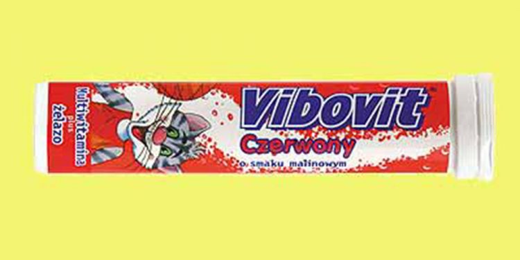 Vibovit czerwony o smaku malinowym - pastylki musujące w tubie